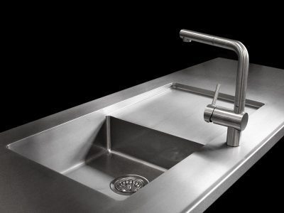 Stål køkkenbord med vask og vandhane HS10-DB-a